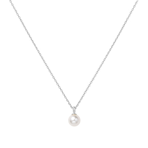 Silver Shell Pearl Drop Pendant Necklace